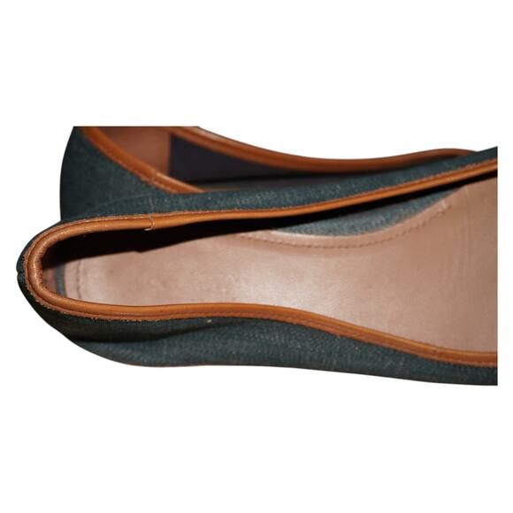 Coach Denim Espadrille Ballet Flats Women’s 10 Blue Tan Logo Bow Casual Shoes - Picture 7 of 9